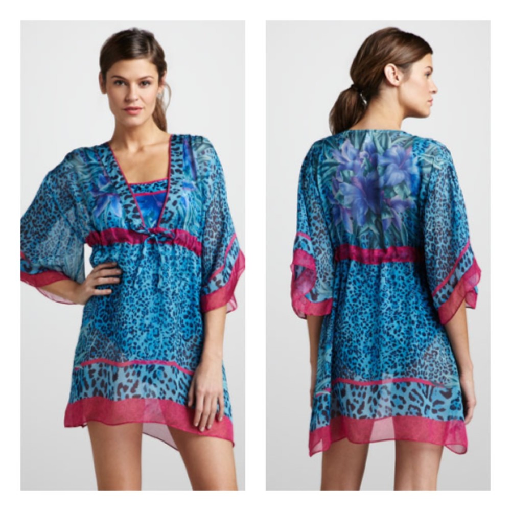 Gottex Tiger Lily Printed Coverup Beach Dress Sz Small